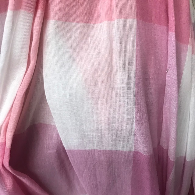 CURTAIN, Pair Pink White Check Tab